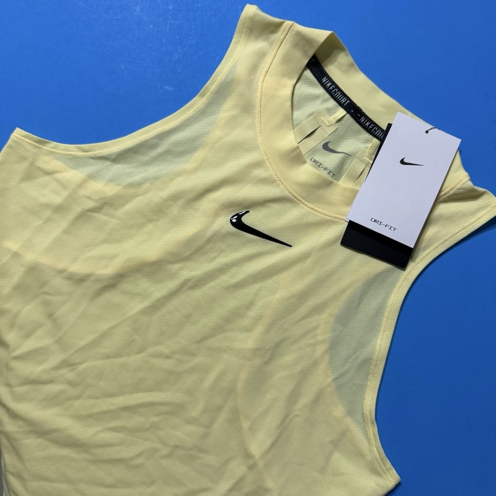 New Nike Tennis Court ADV Dri-Fit Women Tank Top Yellow FD5673-632 Size Medium
